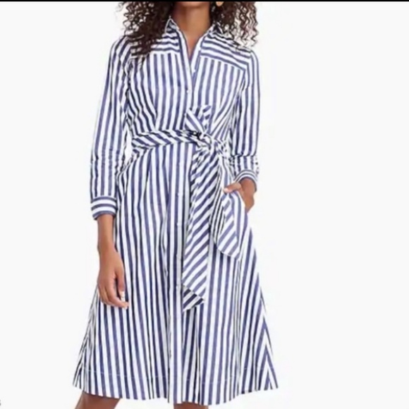 J. Crew Dresses J Crew Tie Waist Shirt Dress In Stripe Poshmark